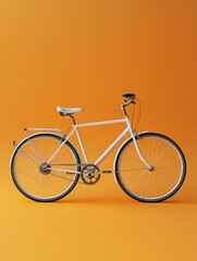 Fototapeta premium White Bicycle on Orange Background