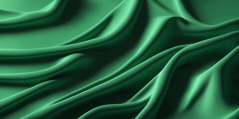 Obraz premium Elegant Green Satin Fabric with Soft Folds and Luxurious Texture