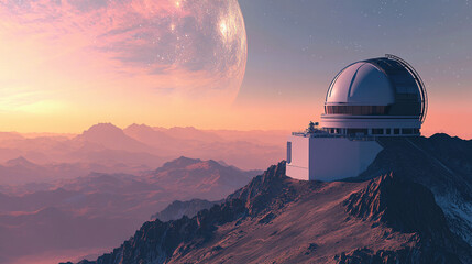 An observatory on a mountaintop, capturing images of distant celestial bodies
