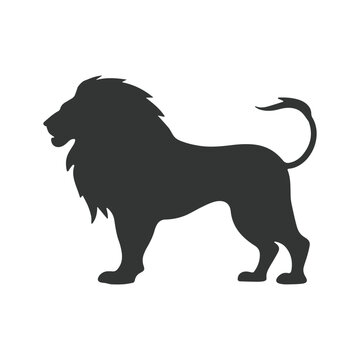 Lion silhouette vector art design mascot icon logo, Royal king lion crown logo vector. Premium luxury brand identity lion animal vector illustration cute cartoon lion isolated on white background.