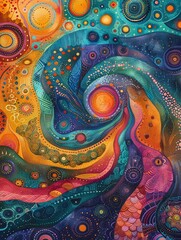 Naklejka premium Develop a thought-provoking illustration depicting a world map with interconnected pathways leading to a central hub symbolizing universal basic income Use vibrant colors