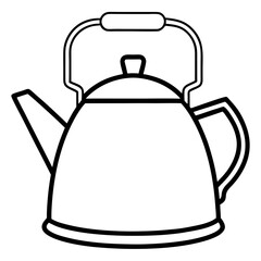 Minimalist Tea Kettle Line Art Vector