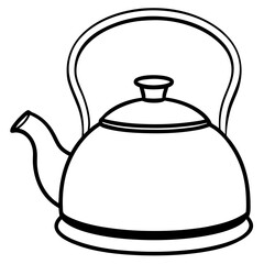 Minimalist Tea Kettle Line Art Vector