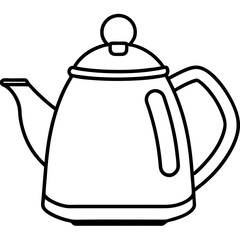 Minimalist Tea Kettle Line Art Vector