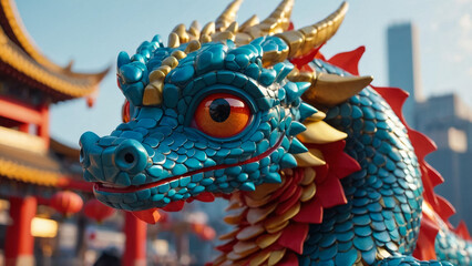 Obraz premium 3D blue dragon charactor, cute