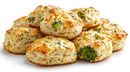 Fototapeta premium Delicious Broccoli Cheddar Cheese Scones, Close-up Studio Shot.