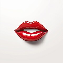 Obraz premium Red Lipstick Kiss Mark Isolated on White Background 