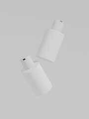 disk top flip cap cosmetic bottle mockup, cylindrical sqeeuze bottle packaging, small liquid skincare and cosmetic bottle, personal care product tube packaging, round shape PET plastic container