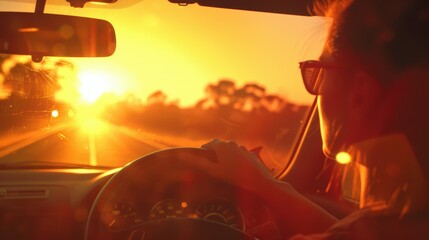 Morning Drive: Capturing Serenity and Struggle on a Sunlit Road for Motivational Posters