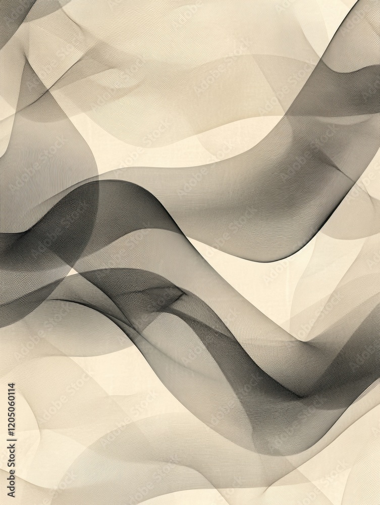 Poster Abstract swirling waves of smoke varying in depth and opacity creating a captivating monochrome effect. Generative AI