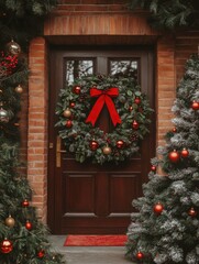 Christmas Wreath on Front Door
