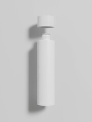 elegant plastic bottle mockup, cylindrical PET bottle packaging, white tube container, personal care product round shape tube packaging, PET Squeeze bottle, open skrew cap slim cylinder container