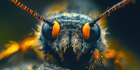 Close-up of insect facial features