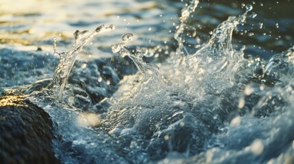 Splashing water with the flow of water