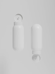 white cylindrical bottle mockup, Upside Down Squeeze Lotion Bottle with Flip Top Cap packaging,...