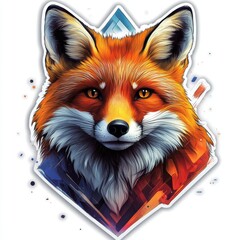 Obraz premium Majestic Fox Portrait: A Digitally Enhanced Close-Up with Bold Colors and Geometric Flair
