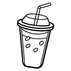 Modern Line Art Iced Coffee Design
