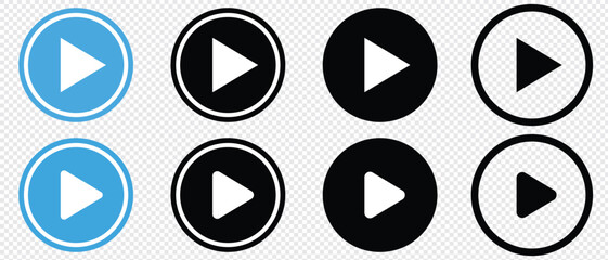 Play button icon set. Play Icon set. Play button vector icon.  Start symbol vector illustration isolated. Web media interface play sign.