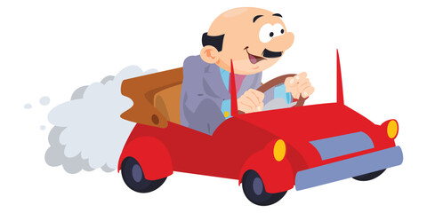 Man drive car. Funny people.