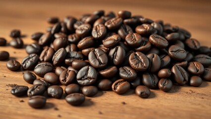 Fototapeta premium Photo of coffee beans that have been roasted at a temperature of more than 200 degrees