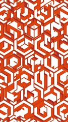 Seamless abstract geometric pattern with outline of hexagons in orange color. Geometric ornaments pattern for printing on paper fabrics wallpaper decoration textiles and scrapbooking. Vector