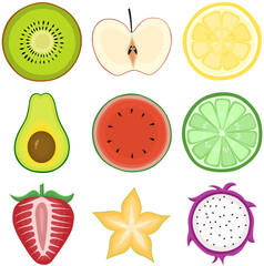 Set of slices fruit vector