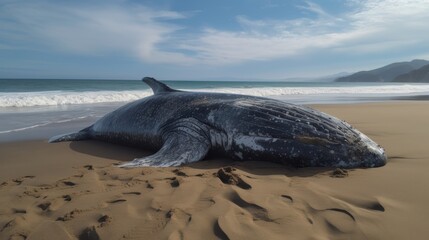 Humpback Whale Stranded on Beach