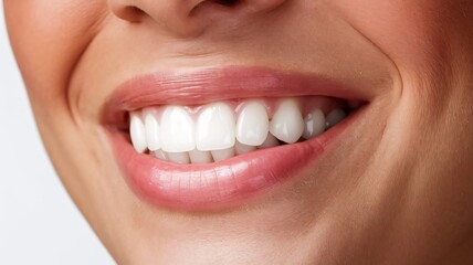 Fototapeta premium s a close-up of a person's smile, showcasing bright, white teeth. 