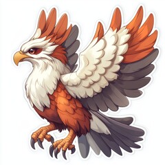 Obraz premium Stylized Illustration of a Majestic Bird with Detailed Feathers and a Bold Stance Isolated Against a White Background