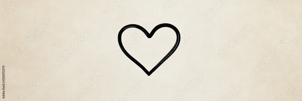 Aufkleber simple black heart outline on a light beige background evokes feelings of love and affection in mini