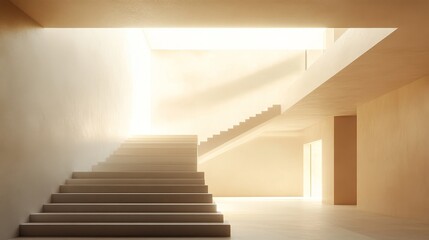 Obraz premium Minimalist Interior Staircase Design With Natural Light