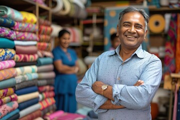 Indian Shopkeepers and Customers Engaging in Retail and Online Shopping