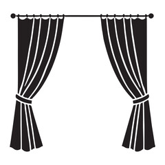 Classic Drape Curtains Silhouette Illustration