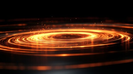 Fototapeta premium Glowing Orange Spiral Energy Swirling in Darkness
