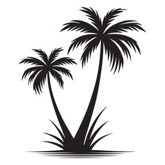 Stunning Tropical Landscape Palm Trees Silhouette Vector Graphic