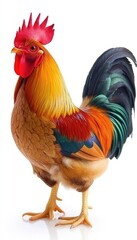 Fototapeta premium A vibrant rooster with colorful plumage standing proudly.
