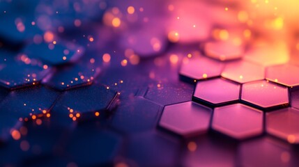 Abstract Hexagonal Pattern with Glowing Particles