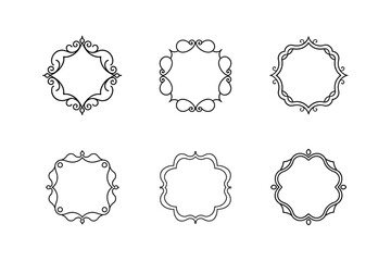 decorative frame icon line art vector illustration