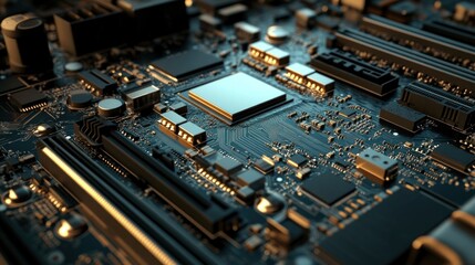 Detailed Close Up Of A Modern Computer Motherboard