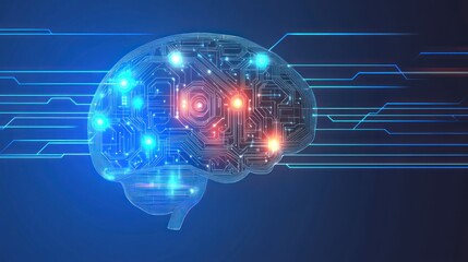 Obraz premium Digital Brain Circuitry Abstract Representation