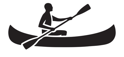 Canoe Silhouette Illustration Person Paddling