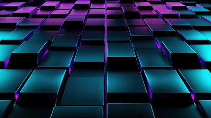 Abstract teal and purple cubes geometric background