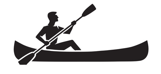 Canoeing Silhouette Illustration A Person Paddling on Water