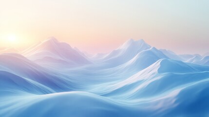 Serene Pastel Mountainscape Under a Soft Sunrise
