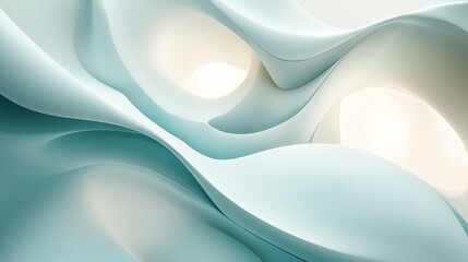 Abstract Teal Wave Forms With Circular Openings