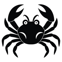 A simple crab with two claws and round eyes, vector design.