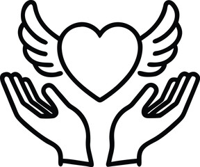 heart with wings icon vector art illustration