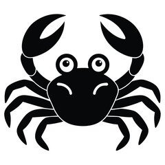 A simple crab with two claws and round eyes, vector design.