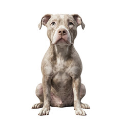 A seated dog with a calm expression, showcasing its unique coat and attentive demeanor.