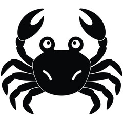 A simple crab with two claws and round eyes, vector design.
